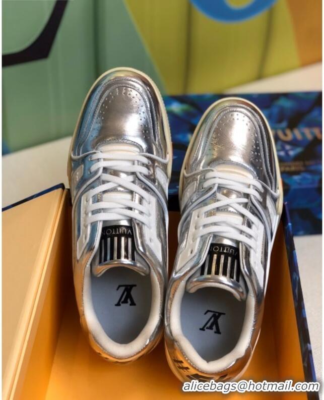 Good Looking Louis Vuitton LV Trainer Sneakers Silver 1A812O