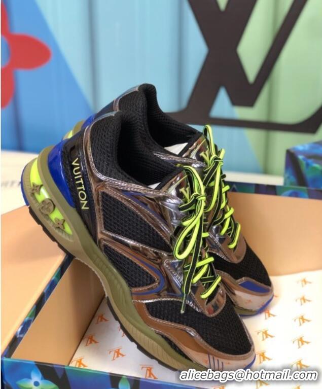 Top Quality Louis Vuitton LV Trail Sneakers in Metallic Leather and Mesh 1A7WK3 Gold/Black