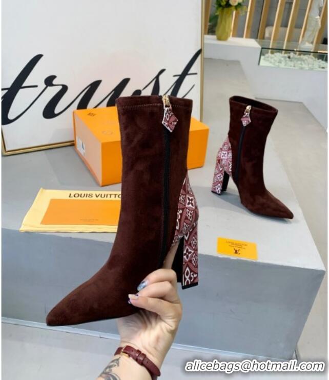 Unique Style Louis Vuitton Since 1854 and Suede Short Boots 111207 Brown/Burgundy