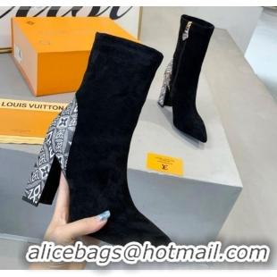 Good Quality Louis Vuitton Since 1854 and Suede Short Boots 111207 Black/Grey