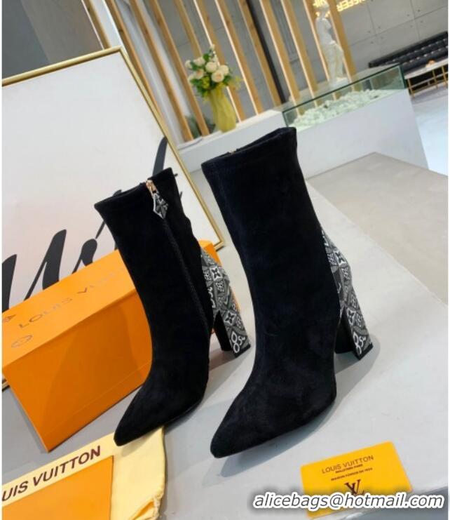 Good Quality Louis Vuitton Since 1854 and Suede Short Boots 111207 Black/Grey