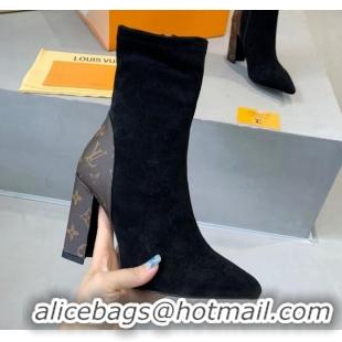 Good Looking Louis Vuitton Monogram Canvas and Suede Short Boots 111207 Black