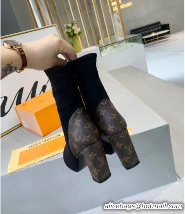 Good Looking Louis Vuitton Monogram Canvas and Suede Short Boots 111207 Black