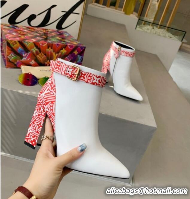 Purchase Louis Vuitton Crafty and Calfskin Short Boots with Top Buckle 111211 White/Red