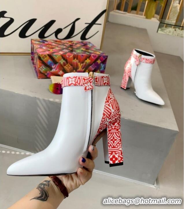 Purchase Louis Vuitton Crafty and Calfskin Short Boots with Top Buckle 111211 White/Red