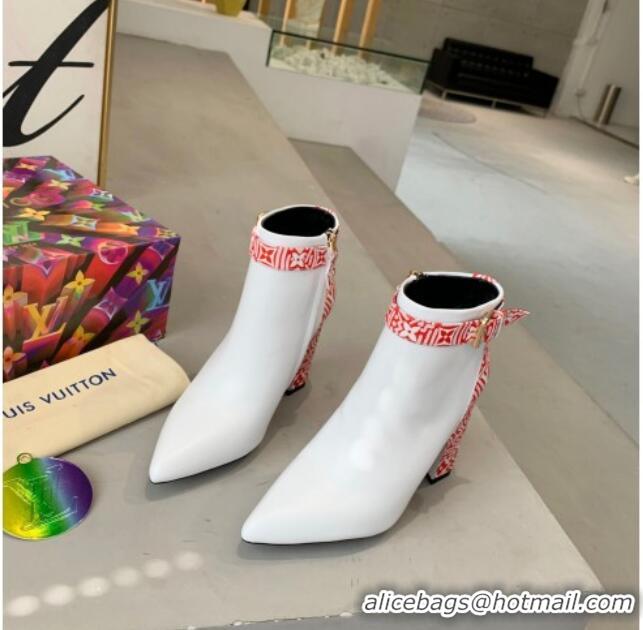 Purchase Louis Vuitton Crafty and Calfskin Short Boots with Top Buckle 111211 White/Red