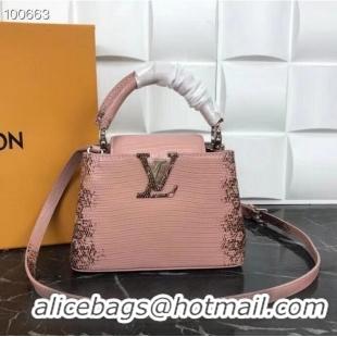 Buy Inexpensive Louis Vuitton CAPUCINES PM Original Lizard Leather M52386 Pink