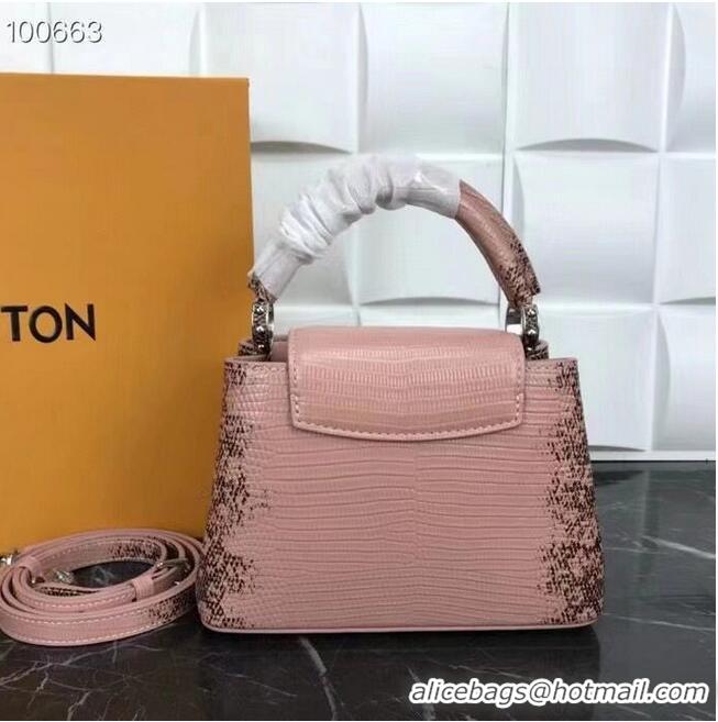 Buy Inexpensive Louis Vuitton CAPUCINES PM Original Lizard Leather M52386 Pink