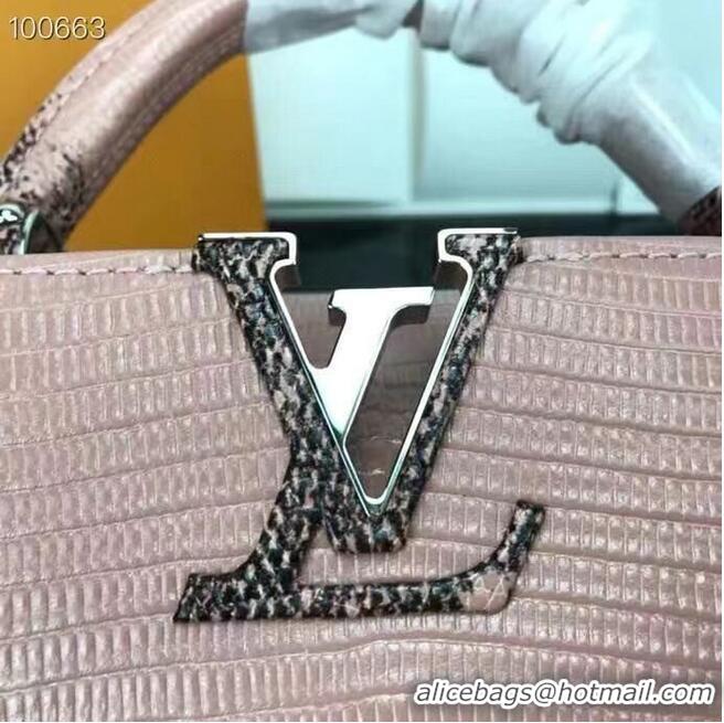 Buy Inexpensive Louis Vuitton CAPUCINES PM Original Lizard Leather M52386 Pink