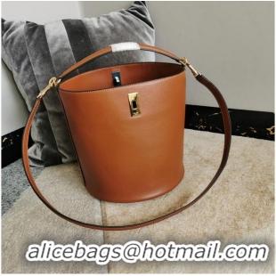 Good Quality Celine BUCKET 16 BAG IN SMOOTH CALFSKIN 195573 Brown