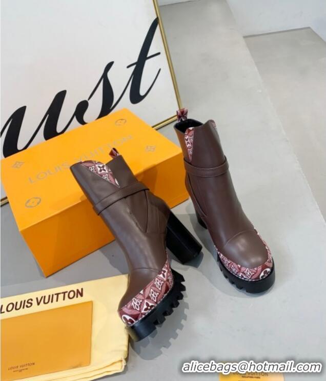 Shop Duplicate Louis Vuitton Star Trail Since 1854 and Calfskin Short Boots 111215 Dark Brown/Burgundy