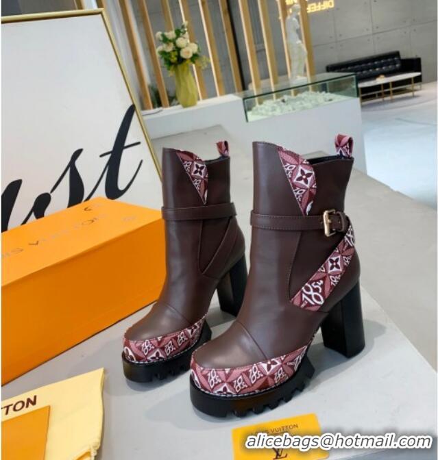 Shop Duplicate Louis Vuitton Star Trail Since 1854 and Calfskin Short Boots 111215 Dark Brown/Burgundy