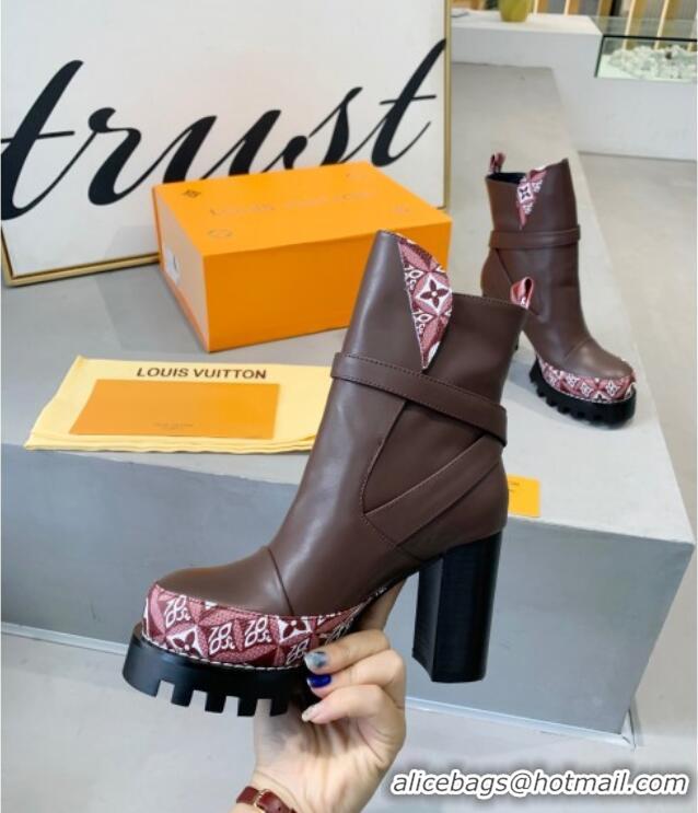 Shop Duplicate Louis Vuitton Star Trail Since 1854 and Calfskin Short Boots 111215 Dark Brown/Burgundy