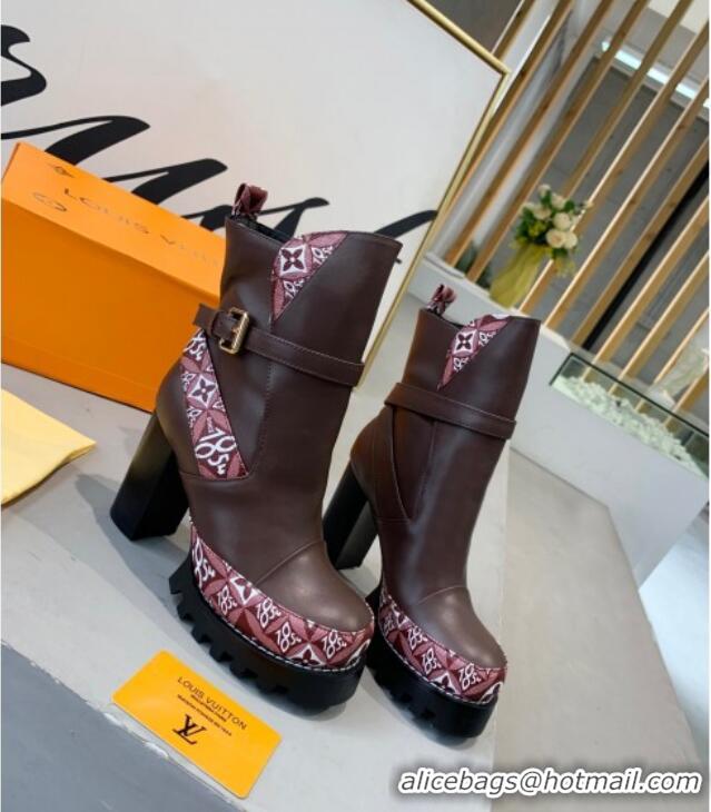 Shop Duplicate Louis Vuitton Star Trail Since 1854 and Calfskin Short Boots 111215 Dark Brown/Burgundy