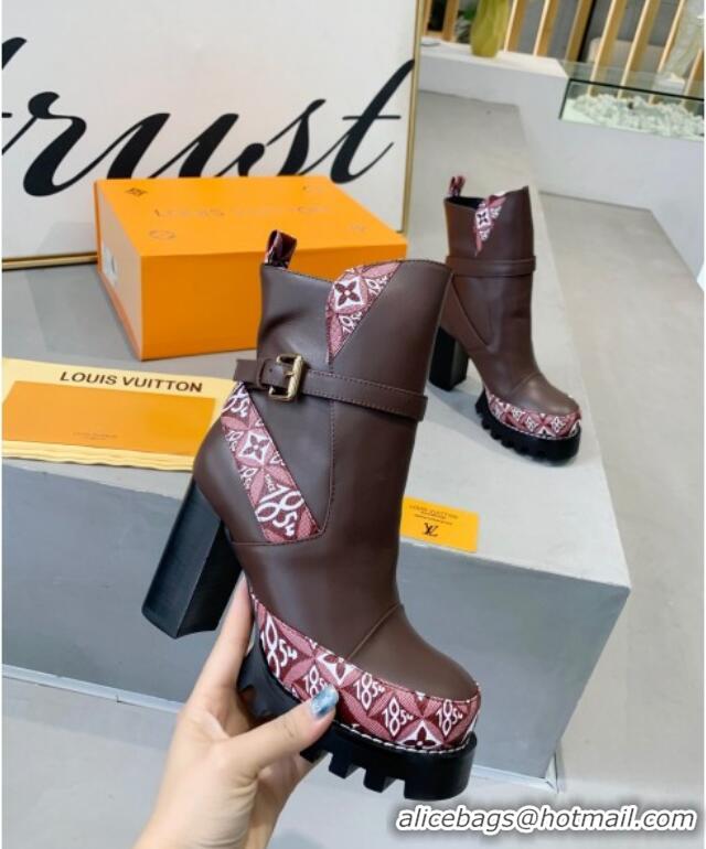 Shop Duplicate Louis Vuitton Star Trail Since 1854 and Calfskin Short Boots 111215 Dark Brown/Burgundy