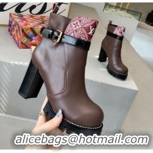 Low Price Louis Vuitton Star Trail Since 1854 and Calfskin Short Boots 111220 Dark Brown/Burgundy