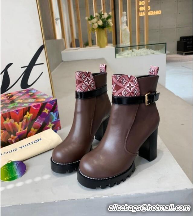 Low Price Louis Vuitton Star Trail Since 1854 and Calfskin Short Boots 111220 Dark Brown/Burgundy