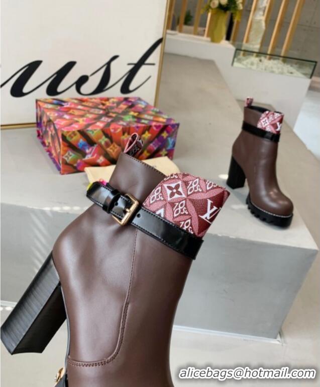 Low Price Louis Vuitton Star Trail Since 1854 and Calfskin Short Boots 111220 Dark Brown/Burgundy