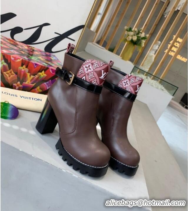 Low Price Louis Vuitton Star Trail Since 1854 and Calfskin Short Boots 111220 Dark Brown/Burgundy