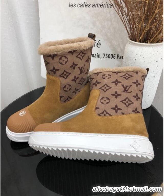 Unique Discount Louis Vuitton Breezy Flat Short Boots in Brown Monogram Suede 111225