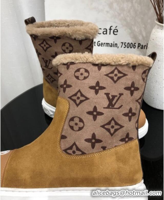 Unique Discount Louis Vuitton Breezy Flat Short Boots in Brown Monogram Suede 111225