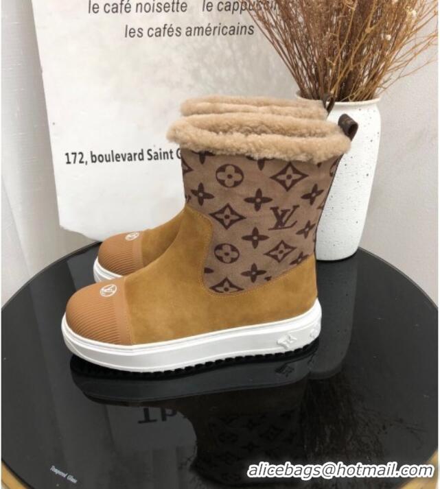 Unique Discount Louis Vuitton Breezy Flat Short Boots in Brown Monogram Suede 111225