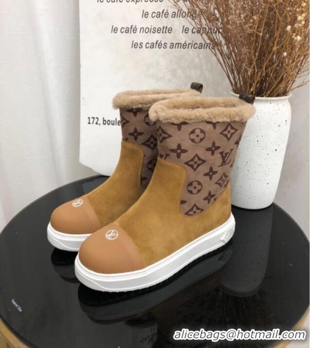 Unique Discount Louis Vuitton Breezy Flat Short Boots in Brown Monogram Suede 111225