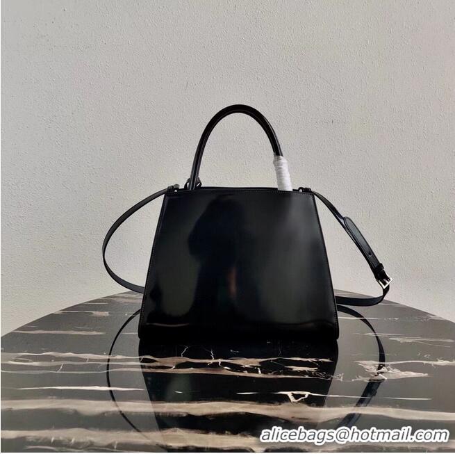 Discount Prada Brushed leather handbag 1BA321 black