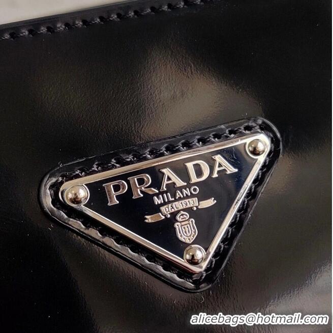 Discount Prada Brushed leather handbag 1BA321 black