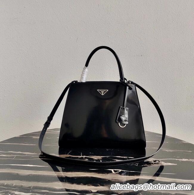 Discount Prada Brushed leather handbag 1BA321 black