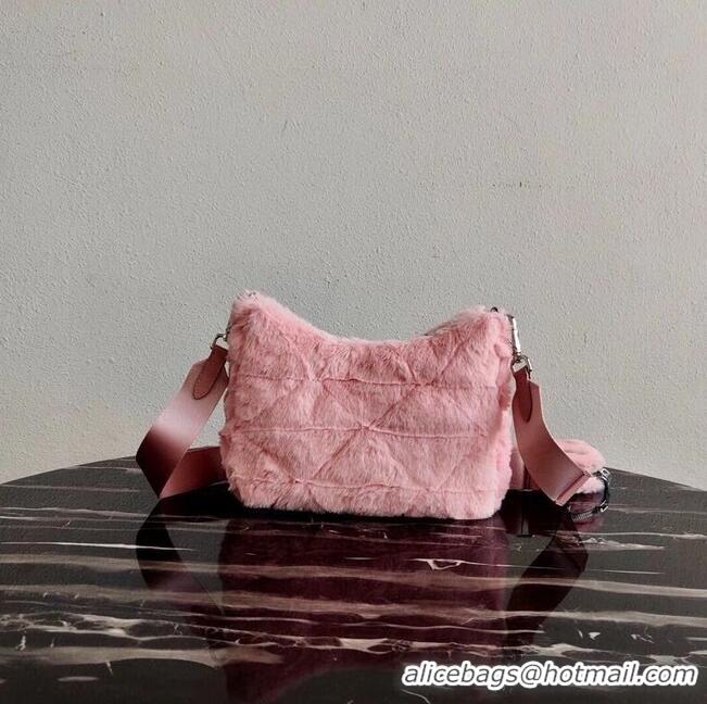 Buy Inexpensive Prada Mink hair shoulder bag 1BC151M pink