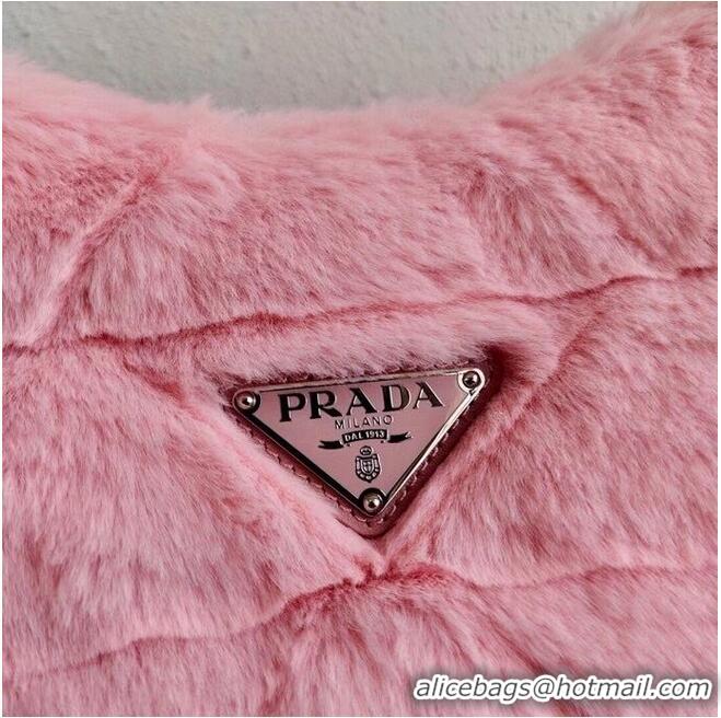 Buy Inexpensive Prada Mink hair shoulder bag 1BC151M pink