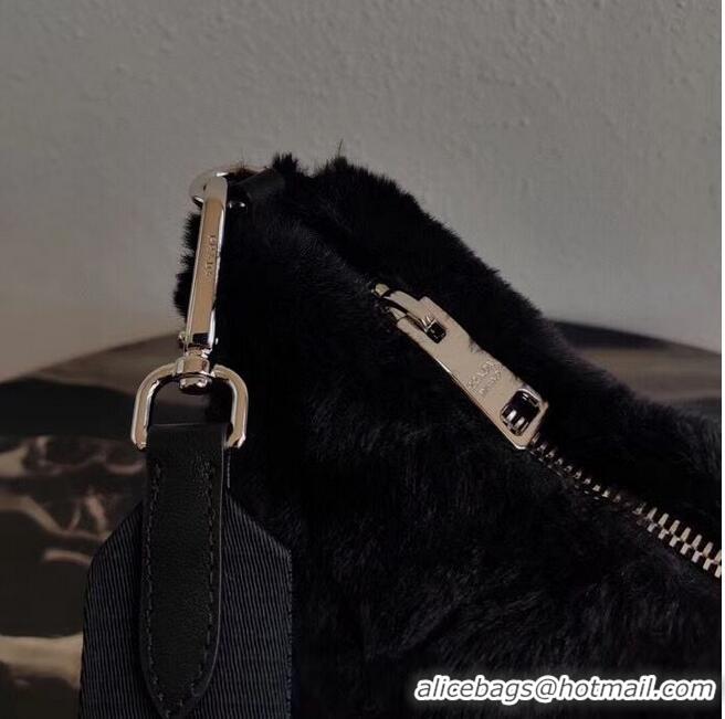 Trendy Design Prada Mink hair shoulder bag 1BC151M black