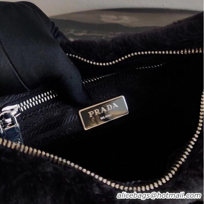 Trendy Design Prada Mink hair shoulder bag 1BC151M black