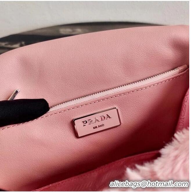 Buy Discount Prada Mink hair shoulder bag 1BC292M pink