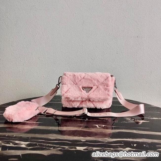 Buy Discount Prada Mink hair shoulder bag 1BC292M pink