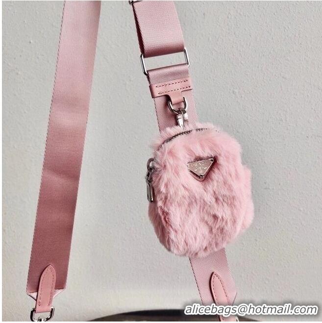 Buy Discount Prada Mink hair shoulder bag 1BC292M pink