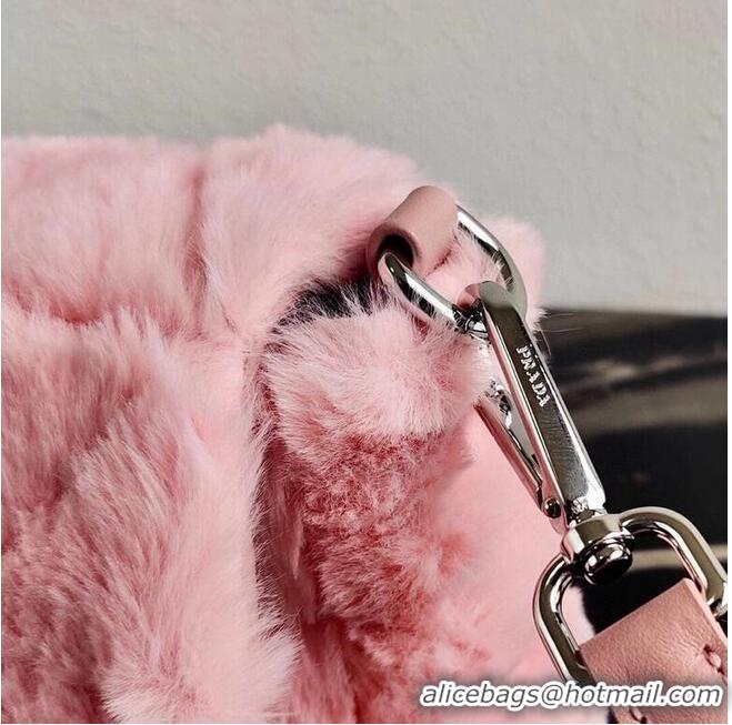 Buy Discount Prada Mink hair shoulder bag 1BC292M pink