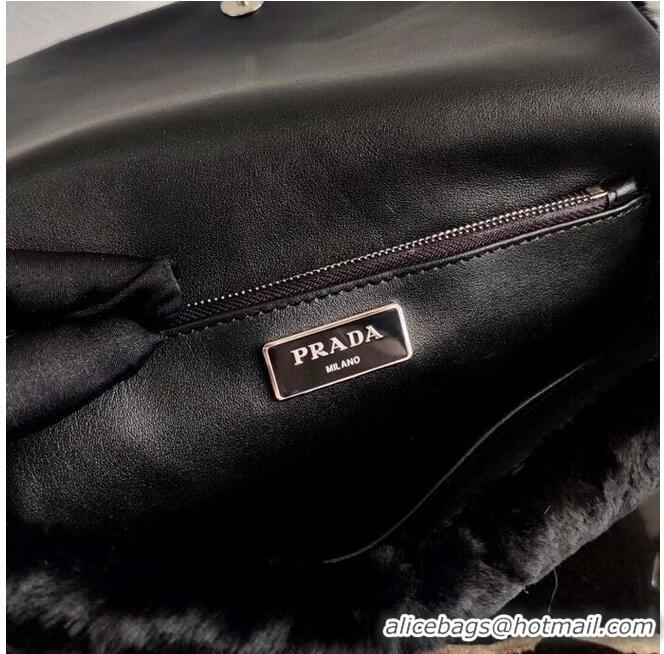 Best Price Prada Mink hair shoulder bag 1BC292M black