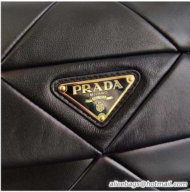 Fashionable Prada Gaufre nappa leather shoulder bag 1BD292A black