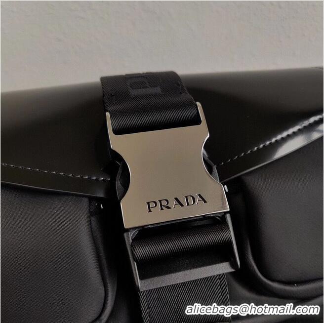 Super Quality Prada Pocket nylon and brushed leather bag 1BD295 black