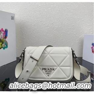 Inexpensive Design Prada System nappa leather patchwork bag 1BG283 white