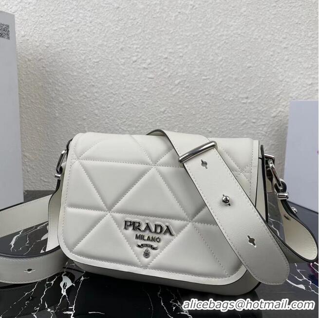 Inexpensive Design Prada System nappa leather patchwork bag 1BG283 white