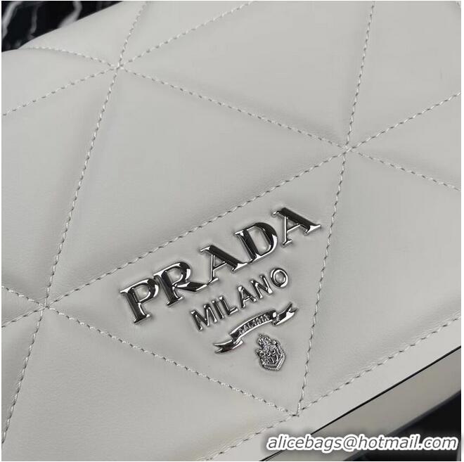 Inexpensive Design Prada System nappa leather patchwork bag 1BG283 white