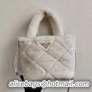 Buy Cheapest Prada Shearling tote 1BG378 White