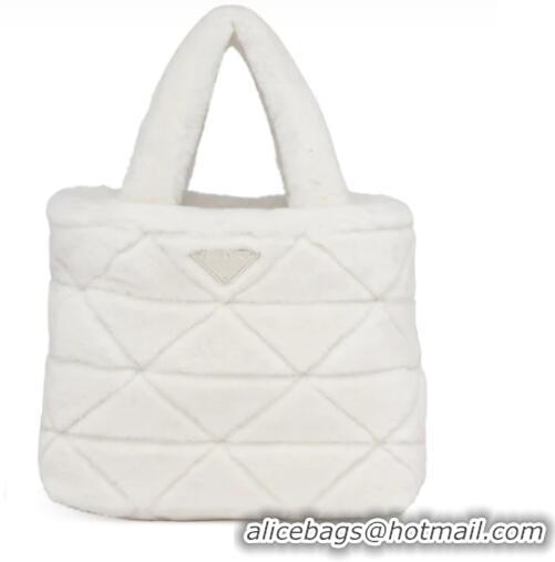 Buy Cheapest Prada Shearling tote 1BG378 White