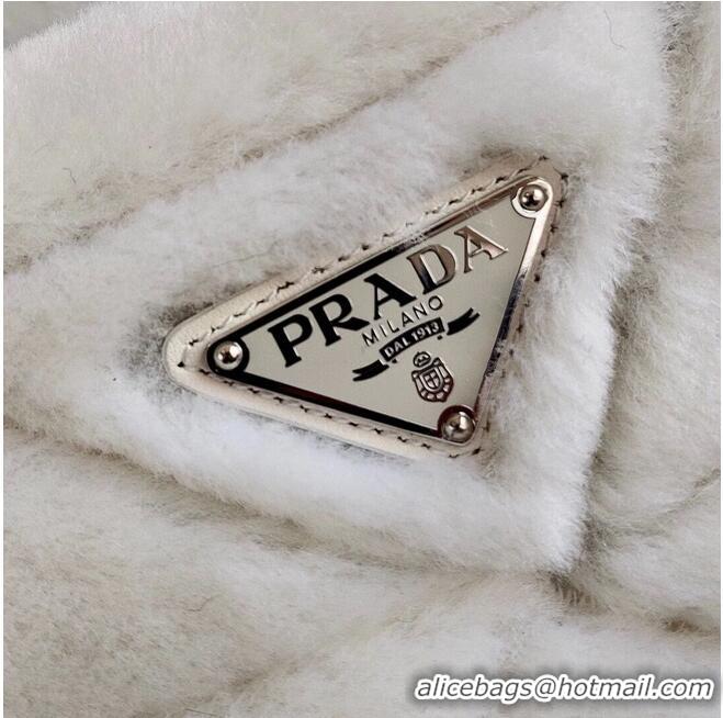 Buy Cheapest Prada Shearling tote 1BG378 White