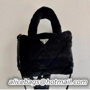 Popular Style Prada Shearling tote 1BG378 black