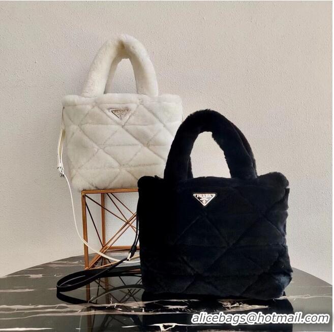 Popular Style Prada Shearling tote 1BG378 black