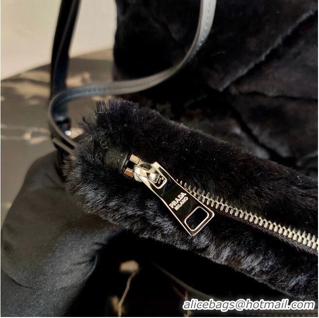 Popular Style Prada Shearling tote 1BG378 black